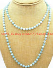 Echte Naturliche 8Mm Blaue Brasilien Aquamarin Perlen Schmuck Halskette 36 Lang