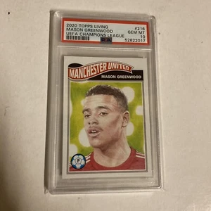 2020 TOPPS LIVING #216 MASON GREENWOOD PSA 10 GEM MINT MANCHESTER UNITED UEFA - Picture 1 of 12