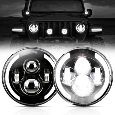 For Dodge D100 D200 D300 Pickup 1969-1974 7 Inch Round  LED Headlights DRL - Image 1 of 4