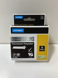 DYMO 18486 RhinoPro Permanent Tape 1/2" Black/Metallic - Picture 1 of 4