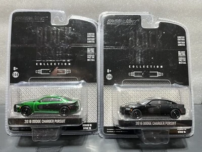 Greenlight Black Bandit 2016 Dodge Charger Pusuit Chase Set (2) Green Machine - Image 1 of 4