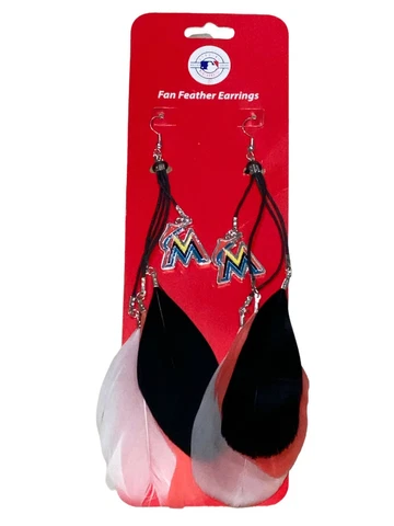 Miami Marlins MLB Fan Feather Dangle Earrings Cover
