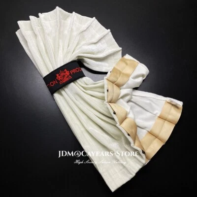 JDM Cayears Produce Car Curtains White Velvet Red JP Straps Window Valance 70S - Image 1 of 4