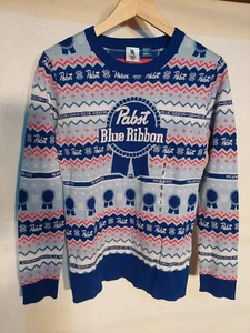 Pabst Sweater Men's Small Ugly Christmas Blue Ribbon Beer Milwaukee Cotton Blend - Picture 1 of 5