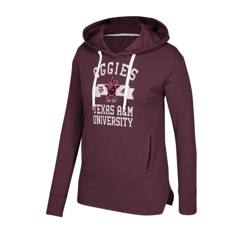 Texas A&M Aggies NCAA Adidas Women's Maroon "Mascot Banner Arch" Pullover Hoodie Cover