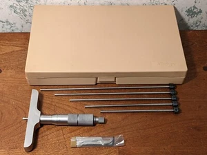 MITUTOYO 0-6 Inch DEPTH MICROMETER SET NO 129-132 w/ CASE - Picture 1 of 9