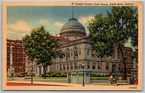 Postal de lino de colección South Bend Indiana IN St Joseph County Court House años 30 - Imagen 1 de 2