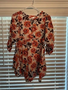 Girls Old Navy Long Sleeved White & Floral Print Dress - Size L 10/12 - Picture 1 of 2