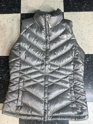 The North Face 550 Down Puffer Vest Womens M Silver Full Zip Quilted - Image 1 of 4