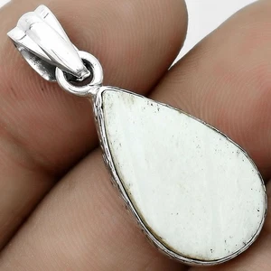 Natural White Scolecite 925 Sterling Silver Pendant Jewelry P-1001 - Picture 1 of 5