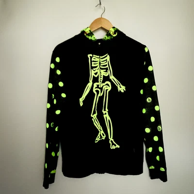 Volcom Youth Sweatshirt Hoodie Size XL Skeleton Glow In The Dark Full Zip - Image 1 of 4