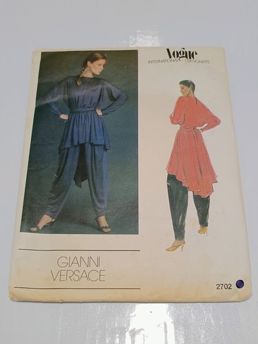 Vintage Vogue Gianni Versace #2702 modello da cucire designer manca tunica fascia pantaloni