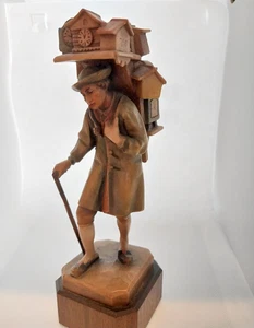 Italy Anri Hand Carved Clock Peddler - Picture 1 of 4