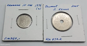 Denmark Coins 10 Ore 1976 KM# 860 & 2 Kroner 2005 KM# 874.2 - Picture 1 of 2