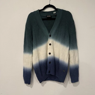 Suéter Cárdigan Scotch & Soda Para Hombre Acanalado Verde Azul Tie-Dye Ombré S Foto 1 de 4