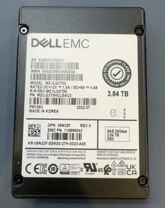 Samsung DELL PM1653 3.84TB 2.5" SAS 24Gbps MZILG3T8HCLS-00AD3 MZ-ILG3T80 9N32F - Picture 1 of 2