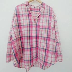 Camisa O.N.L.Y Abotonada Rosa Cuadros XL 3/4 Mangas Cuello en V - Imagen 1 de 9