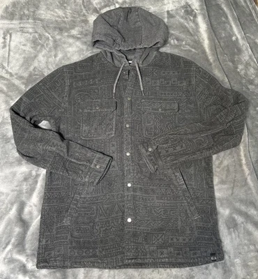 Chaqueta Quiksilver Para Hombre Grande Gris Con Capucha Vellón Azteca Frente a Presión Ajuste Regular Foto 1 de 4