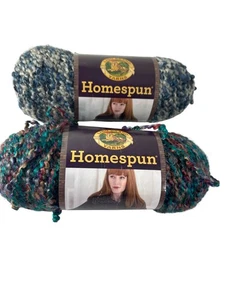 Lot 2 Homespun Yarn Skeins 429 Pueblo 602 Blue Moon Lion Brand Acrylic - Picture 1 of 7