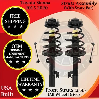 Puntales delanteros Monroe OEM con barra estabilizadora para Toyota Sienna 2015-2020 4x4 de por vida Wa. Foto 1 de 4