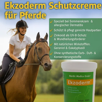 NORDIC MEDICA GMBH Ekzoderm Schutzcreme - zur Insektenabwehr und Hautregeneration bei Ekzempferden