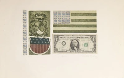 CHARLES BRAGG - COLLAGE DE MEDIOS MIXTOS "CYMBOLS" FIRMADO 63/100 CIRCA 1971 Foto 1 de 2