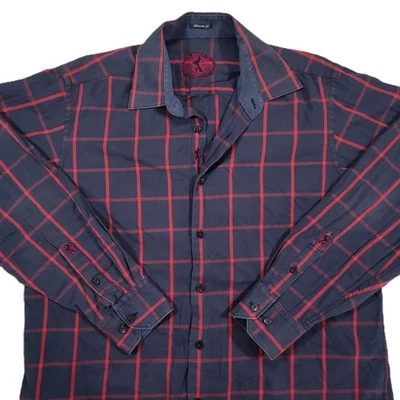 Bugatchi Mens XL Classic Fit Check Long Sleeve Button Down Up Shirt *READ - Image 1 of 4