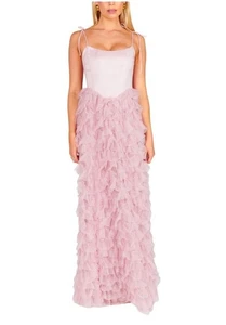 Show Me Your Mumu Francesca Maxi Dress Size XXS Ruffle Tulle Pink Wedding Guest - Picture 1 of 12