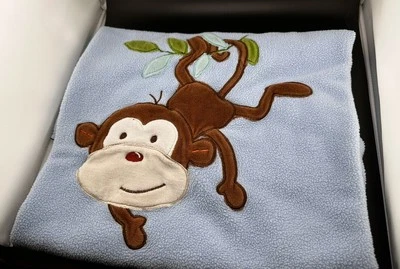 Garanimals Blue Baby Security Blanket Monkey Polyester 30"×40" lovey fleece RARE - Image 1 of 4