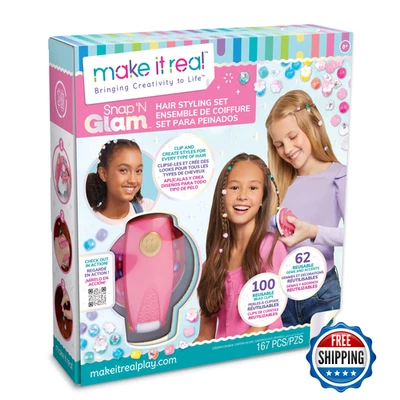 Juego de peinado Make It Real Snap N' Glam gemas reutilizables y clips de cuentas niñas 8+ Foto 1 de 4