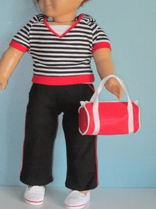 Action Sport Outfit: Hooded Tee, Pants, Tank Top, Shoes + Bag fit American Girl - Picture 1 of 2