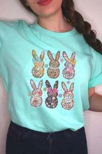 Easter Bunny Floral Graphic Plus Size Tee - Picture 1 of 45