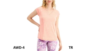 ID Ideology Women's Essentials Rapidry Heathered Performance T-Shirt, Peach, XS - Picture 1 of 2