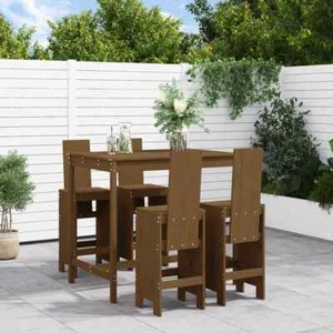 Vidaxl Gartenbar Set Sitzgruppe Garnitur 5-tlg. Honigbraun Massivholz Kiefer vid - Bild 1 von 55