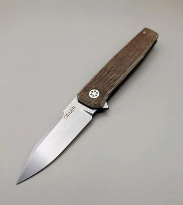 Jared Oeser Custom Knives Neo Flipper / AEB-L Blade / micarta handle / USA Rare! - Image 1 of 4