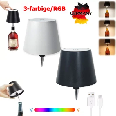 LED Flaschenlampe Dimmbar Weinflaschenlampe Tischleuchte Akku Innen und Außen - Bild 1 von 4