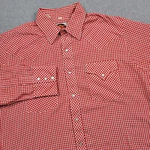 Vintage Miller Western Wear Shirt Mens Large Red Gingham Check Pearl Snap Cowboy - Picture 1 of 7
