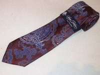 New Sean John Tie Dark Brown Blue Paisley Designer Satin Silk Necktie Mens NWT