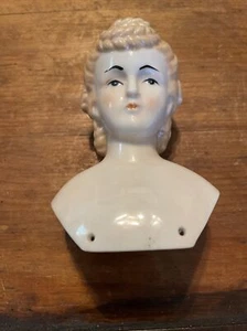 Vintage 1950s  Porcelain Victorian Girl Doll Head and Shoulders 5 1/2" Japan - Picture 1 of 8