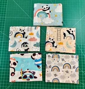 Fat Quarters 100% cotton 5 piece bundle - panda - Picture 1 of 2