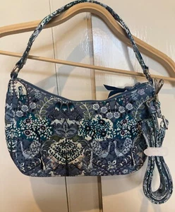 Vera Bradley Frannie Enchantment Blue zipped handbag crossbody bag cotton sling - Picture 1 of 11
