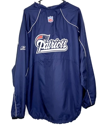 Chaqueta cortavientos New England Patriots para hombre XL azul 1/4 cremallera Reebok On Field NFL Foto 1 de 4