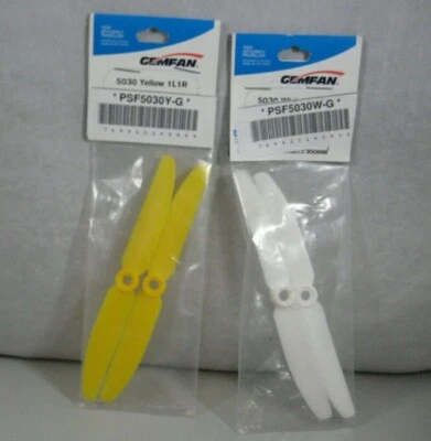 Gemfan 5030 5x3 Direct Drive Propeller For RC Airplane White and Yellow Lot of 2 - Image 1 of 4