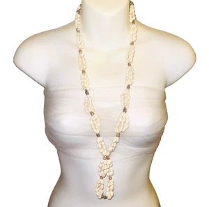 Shell Drop Necklace Long Lei Natural Seashell Luau Beach Party Wedding 36" Boho - Picture 1 of 10