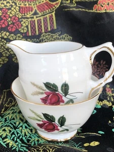 Delphine England bone China sugar and creamer Red Roses - Picture 1 of 4