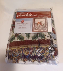 Mohawk Home Cardinals Winter Splendor Tapestry Throw Blanket Wall Hanging 50"x60 - Picture 1 of 10