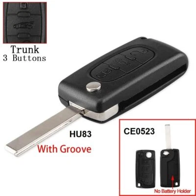  Coque Clé 3 Boutons HU83 CE0523  Peugeot 407 307 308 607 - Photo 1/4