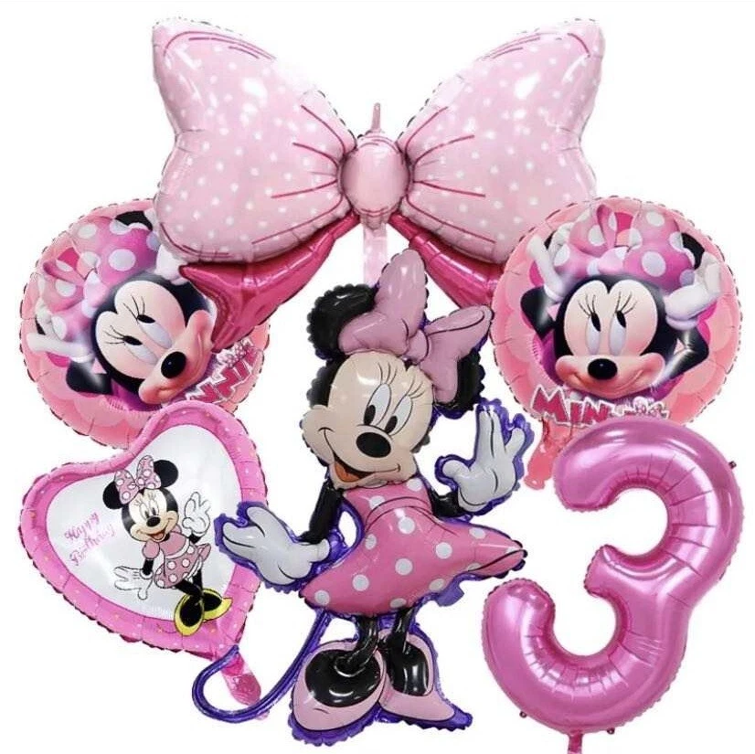 Minnie Mouse Balloons 3rd Birthday Party Decorations Age 3 Pink Girls Kids - Image 1 of 1