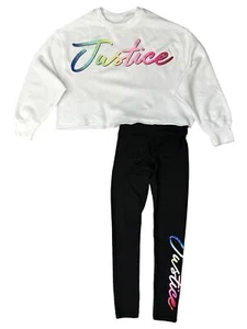 Justice Girls Black White Activewear Athletic Outfit Oversized Shirt - Picture 1 of 1