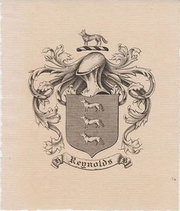 EX-LIBRIS HÉRALDIQUE REYNOLDS, 20ème siècle. - Picture 1 of 1